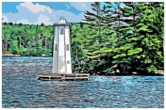 Herrick Cove Lighthouse on Lake Sunapee - Digital Painting